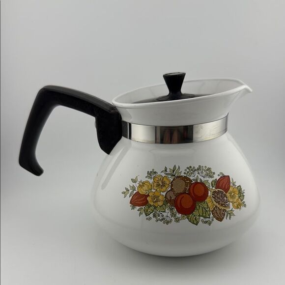 Vintage Corning Ware SPICE OF LIFE 6-Cup TEAPOT Kettle w/ Metal LID #P-104-8 - Picture 3 of 5